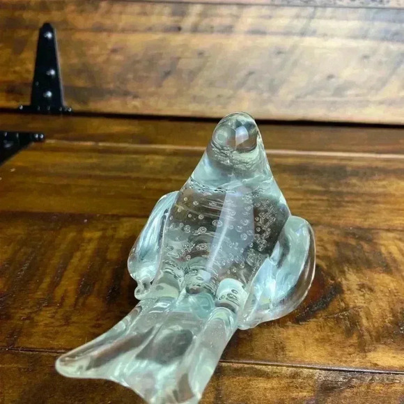Vintage Clear Art Glass Bird Paperweight Figurine Controlled Bubbles Bullicante - Picture 4 of 8
